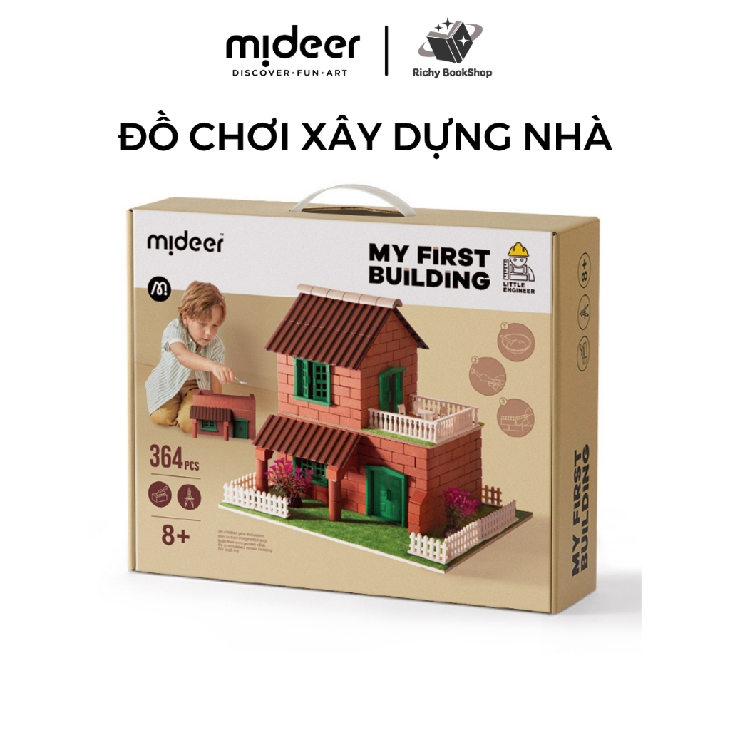 Đồ chơi xây nhà gạch mini mô phỏng Mideer My First Building, đồ chơi nhập vai kĩ sư xây dựng