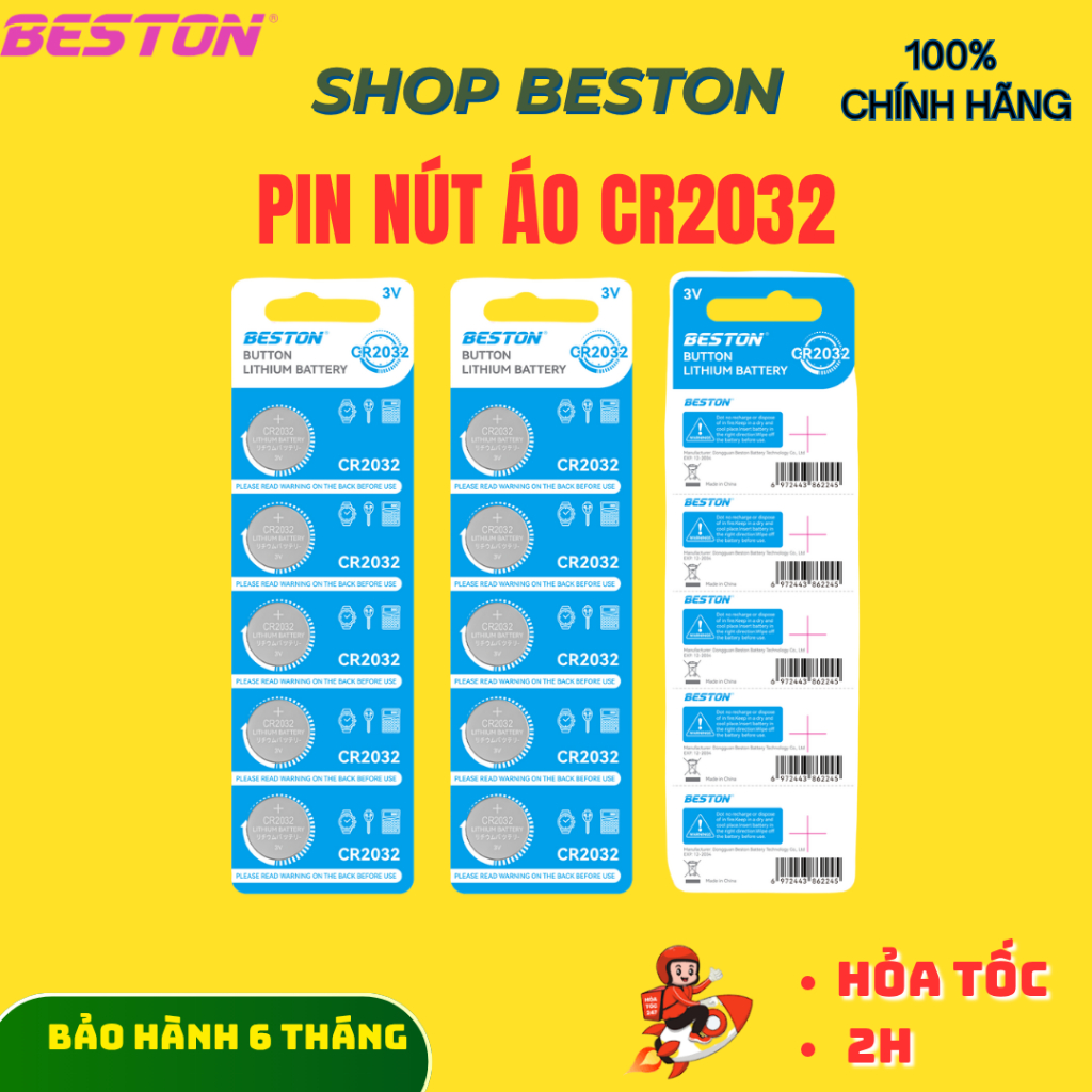 Pin nút áo CR2032,CR1632,CR2025,Beston dùng cho remote xe máy ,điều khiển quạt, cân điện tử....