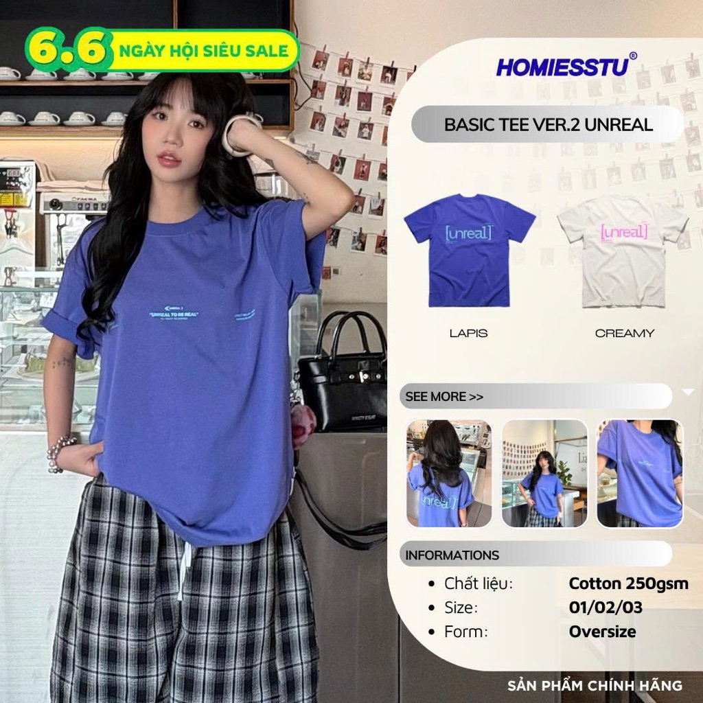 Áo Thun UNREAL Oversize Basic Ver.2 Cotton 250gsm Unisex Nam Nữ Local Brand - HOMIESSTU | BigBuy360 - bigbuy360.vn