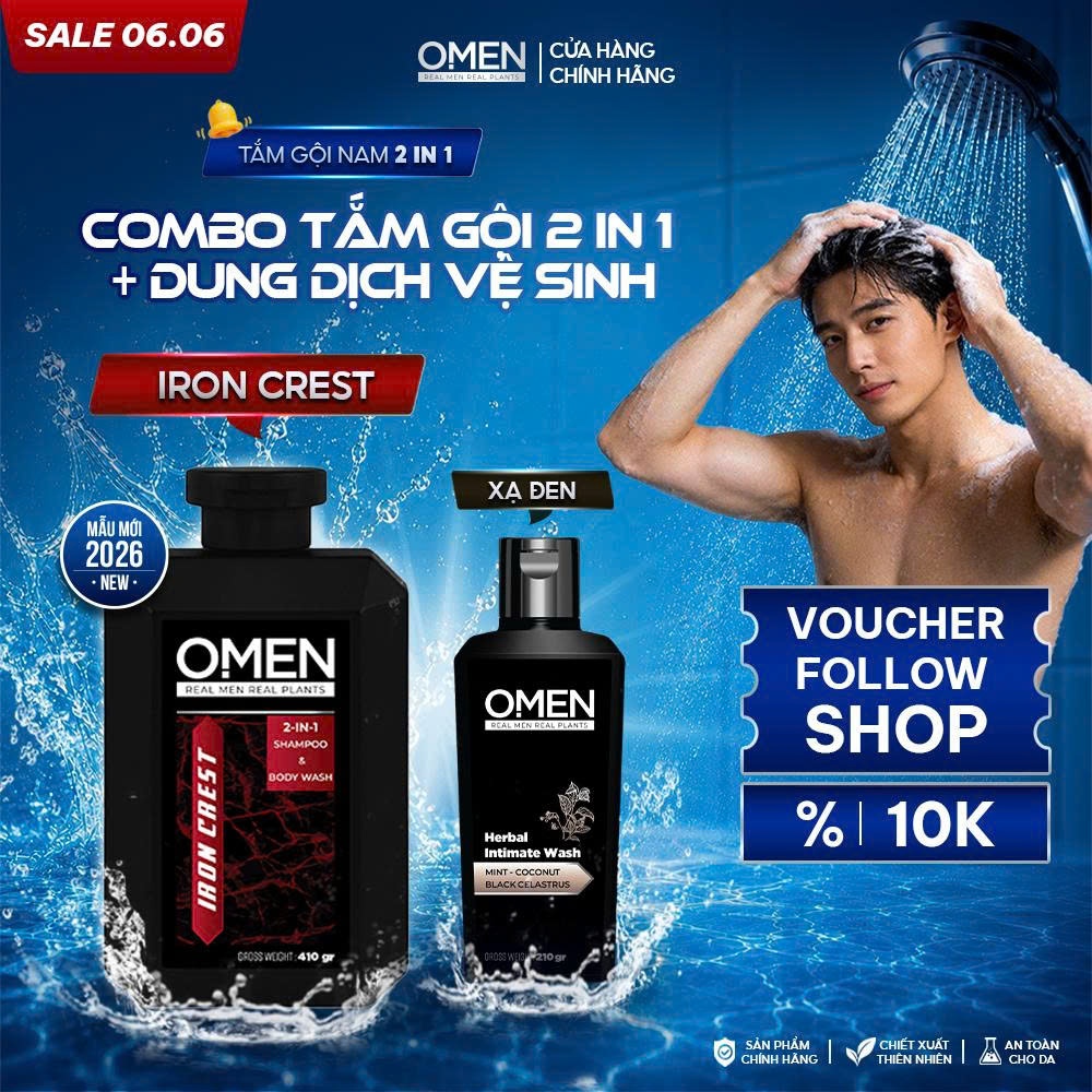 Combo Dầu Gội Đầu OMEN Sữa Tắm 2In1 410g & Dung Dịch Vệ Sinh Nam OMEN 210g
