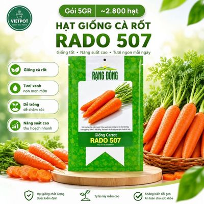 Hạt Giống Cà Rốt Rado, Vietpot, Gói 5gr, Dễ Trồng, Nảy Mầm, Thu Hoạch, Năng Suất Cao.