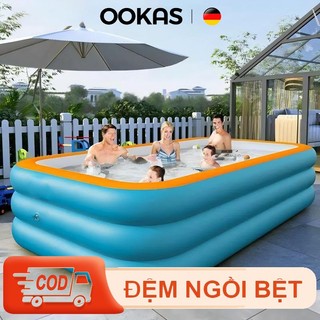 OOKAS Bể Bơi Cho Bé，Hồ Bơi 3 Tầng Bơm Hơi Tại Nhà Nhiều Kích，1.2m/1.8m/2.1m/3.05m
