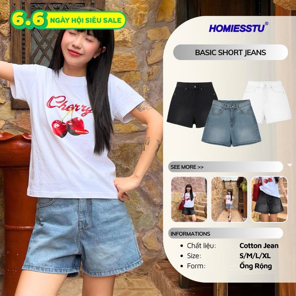 Quần SHORT JEANS Homies Wash Màu Ống Suông Local Brand, Quần Đùi Ngắn Trên Gối - Homies Saigon | BigBuy360 - bigbuy360.vn