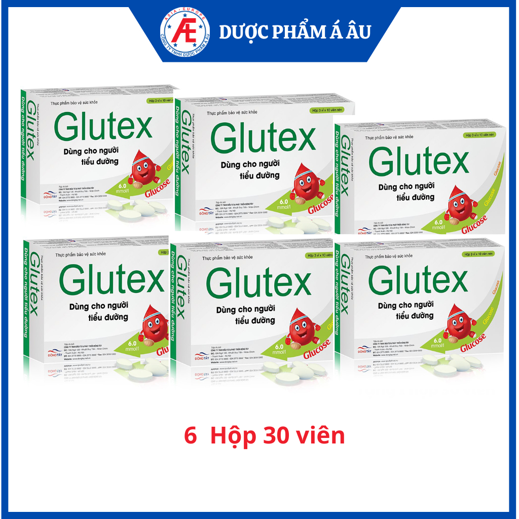 Combo 6 hộp Glutex dành cho người bị đái tháo đường, người có chỉ số đường huyết cao