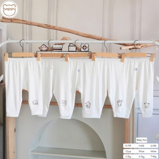 #14 Quần Dài Sơ Sinh Happy Kids Thun Lạnh Màu Trắng In Hình Dễ Thương Cho Bé Trai Và Bé Gái