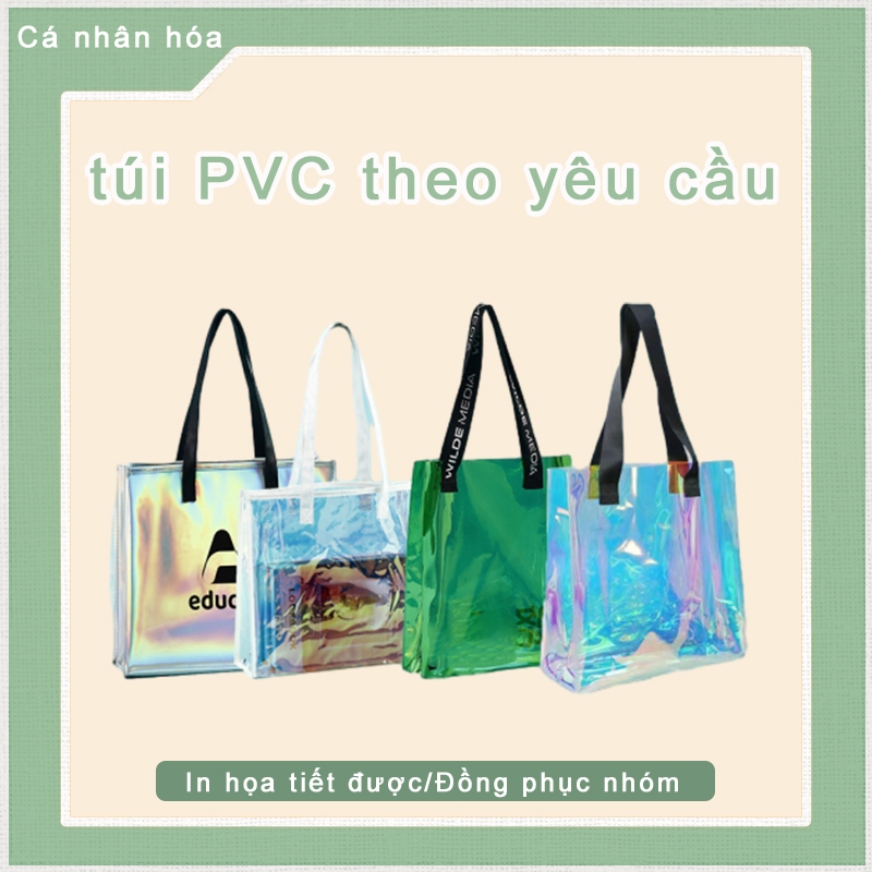 túi PVC theo yêu cầu túi tote PVC trong suốt theo yêu cầu in chữ slogan local brand shopping bag in 