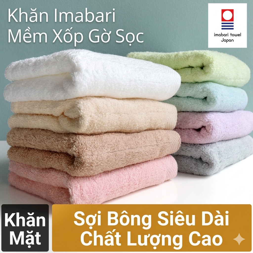 Khăn tắm Cao Cấp Imabari Nhật Bản Hiorie Fuwafuwa Rib - 100% Sợi Bông Siêu Dài Siêu Thấm Hút Bảo Vệ 