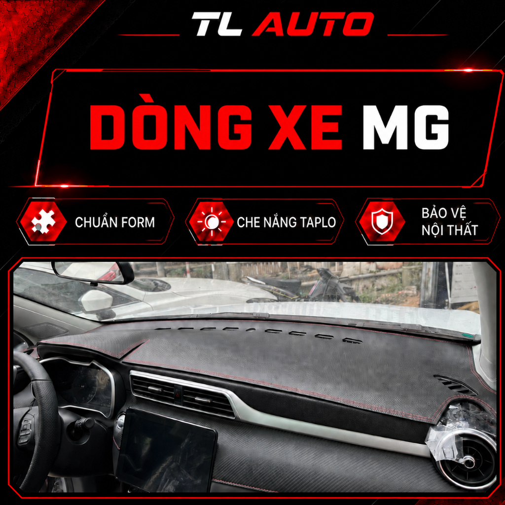 Thảm taplo ô tô MG5, MG ZS, MG HS, thảm taplo che nắng da carbon, da vân gỗ, nhung cừu cao cấp