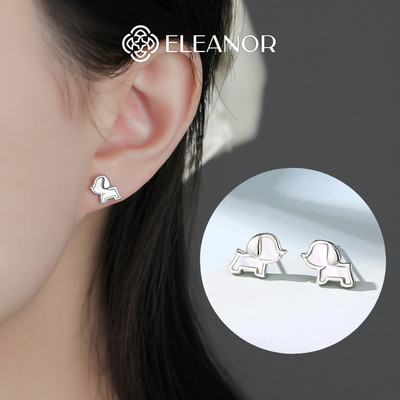 Bông tai nữ chuôi bạc 925 Eleanor Accessories hình cún con mini phụ kiện trang sức khuyên tai 12019