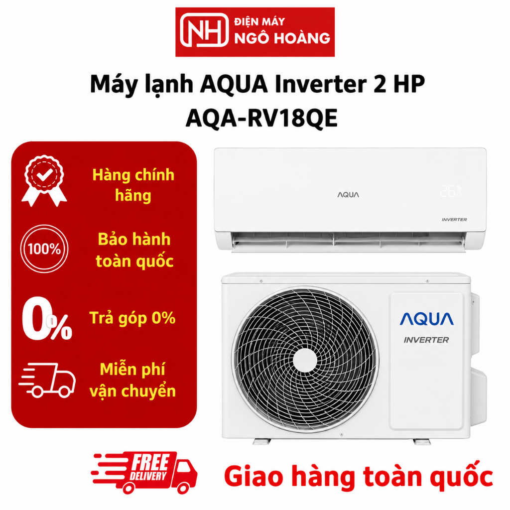 AQA-RV18QE - Máy lạnh AQUA Inverter 2 HP AQA-RV18QE – Điều hòa 1 chiều tiết kiệm điện, làm lạnh nhan