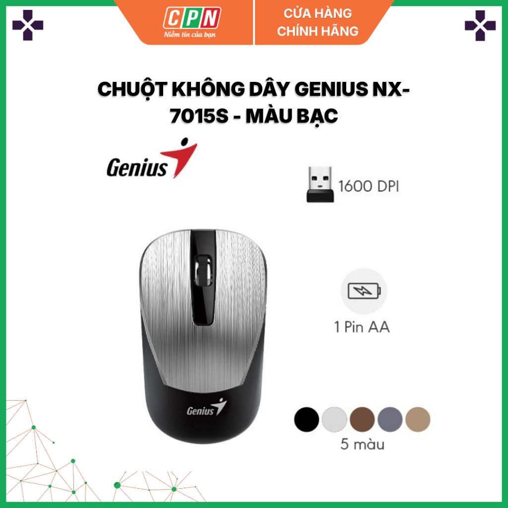 Chuột không dây Genius NX-7015 , Hàng chính hãng bảo hành toàn quốc