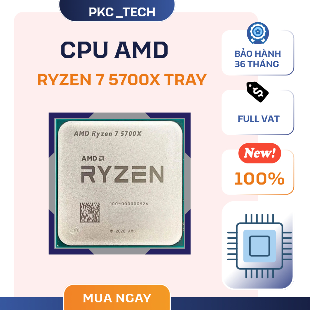 (Sản phẩm New Full VaT )Chip xử lý Cpu Amd Ryzen 7 5700x( 8 nhân 16 luồng) new tray