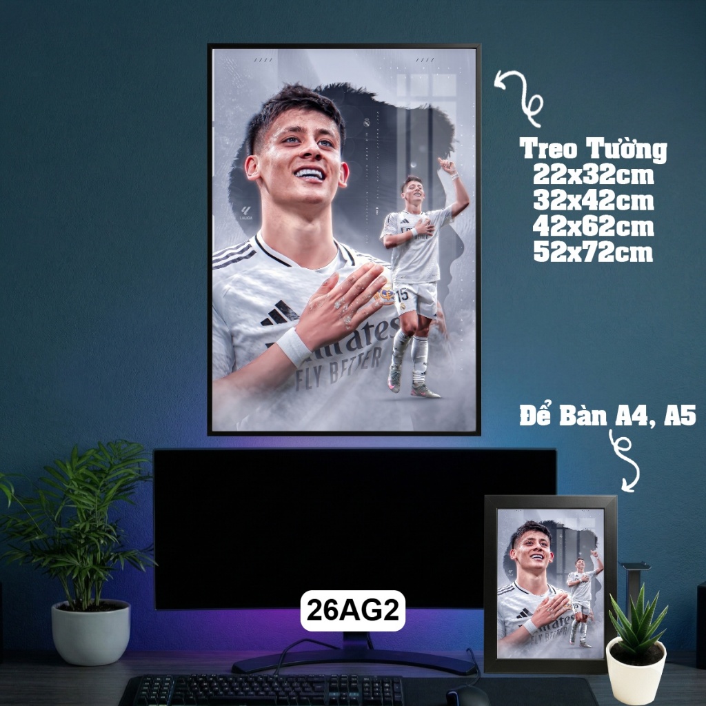 Tranh Treo Tường + Để Bàn Cầu Thủ Nổi Tiếng Arda Guler - Tranh Poster Arda Guler Trang Trí Góc Học T
