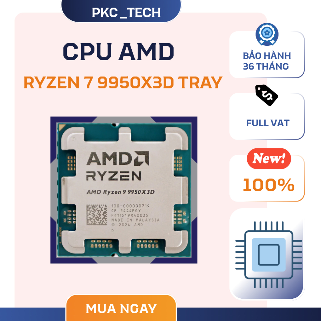 [FULL VAT ] CPU AMD Ryzen 9 9950X3D 4.3GHz (5.5GHz Up Boost)/ 144MB Cache