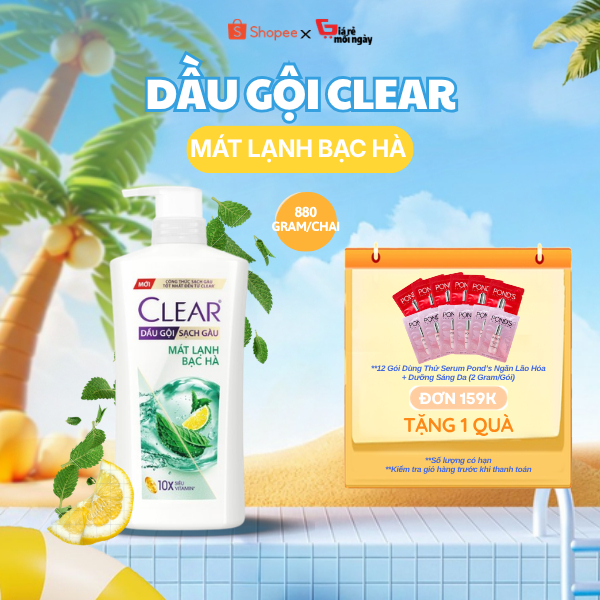 Dầu Gội Clear Bạc Hà 880G/Chai
