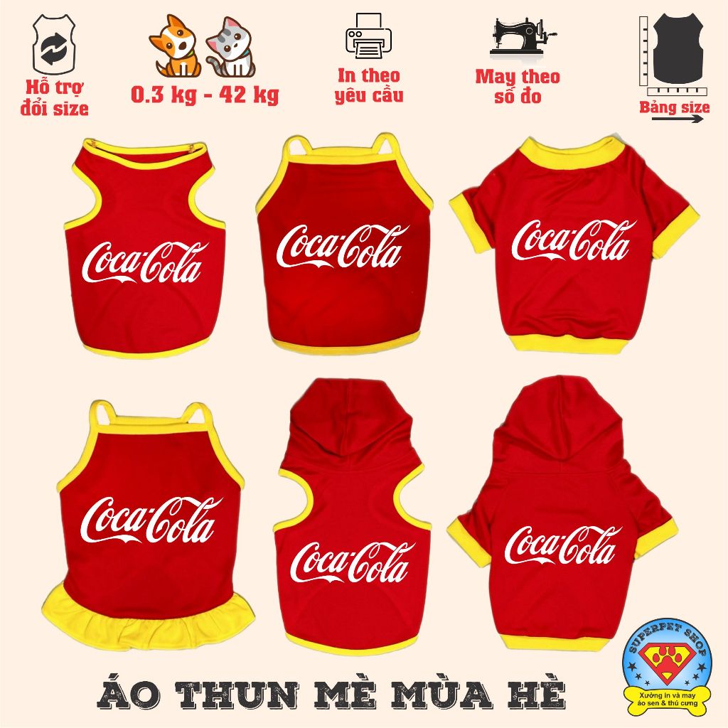 Áo mùa hè chó mèo - NƯỚC NGỌT COCA.COLA - ĐỎ - Superpet Shop