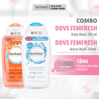 [MUA 2 TẶNG 1] Mua 2 Dung Dịch Vệ Sinh Phụ Nữ Femfresh Daily & Active 250ml Tặng Kèm Quà Tặng Đặc Biệt