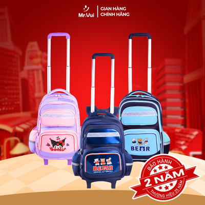 Balo kéo Mr Vui BLK 1057 in hình dễ thương cho bé cấp 1, học sinh tiểu học chống thấm cao cấp
