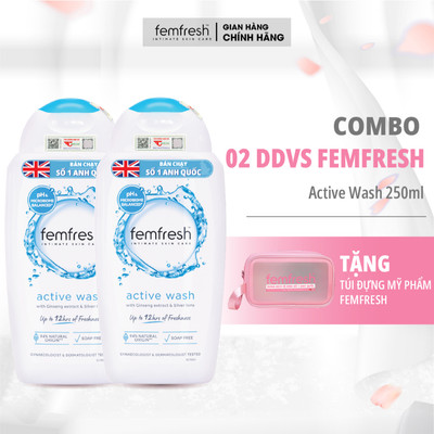 Combo 2 Dung Dịch Vệ Sinh Nữ Femfresh Active Fresh Wash Cho Người Ưa Vận Động Giúp Sạch Thơm,Tự Tin,Năng Động 250ml/chai