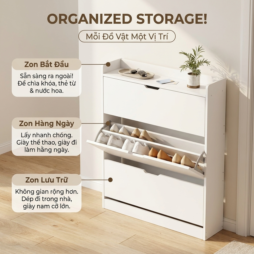 BM Tủ giày cửa lật đa năng gỗ cao cấp lưu trữ và tiết kiệm không gian trang trí nội thất hiện đại | BigBuy360 - bigbuy360.vn