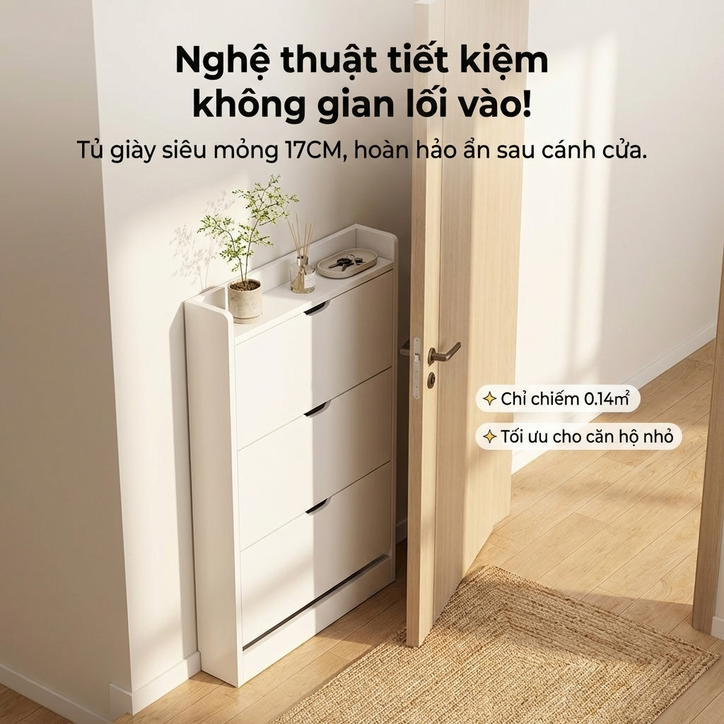 BM Tủ giày cửa lật đa năng gỗ cao cấp lưu trữ và tiết kiệm không gian trang trí nội thất hiện đại | BigBuy360 - bigbuy360.vn
