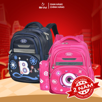 Balo thời trang Mr Vui cho bé học cấp 1, cặp sách học sinh in hình dễ thương, cute BLH 961
