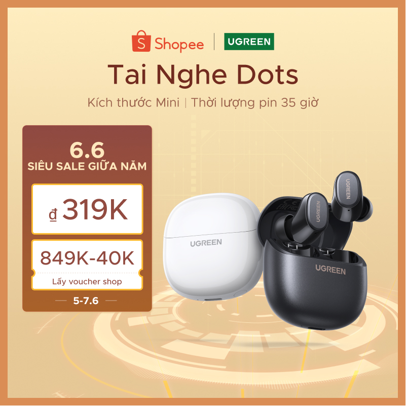 Tai nghe UGREEN Dots Bluetooth 6.0TWS Hỗ trợ 4 Mic Bộ mã âm thanh AAC / SBC Âm thanh âm thanh Hi-Pure Âm thanh không | BigBuy360 - bigbuy360.vn