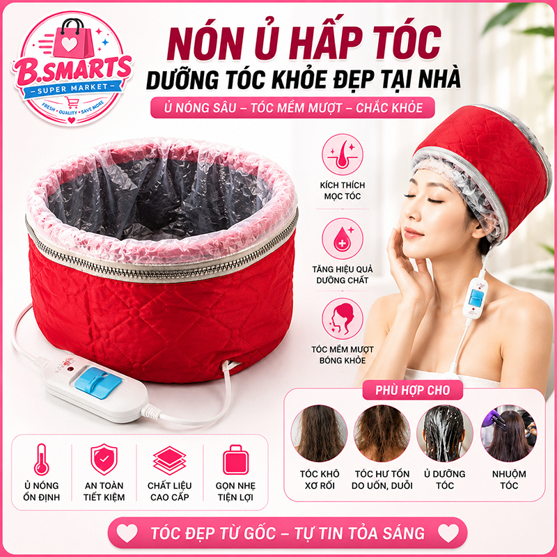 Nón Ủ Hấp Tóc Bằng Điện, Mũ Ủ Dưỡng Tóc Tại Nhà Giúp Hỗ Trợ Tóc Mềm Mượt
