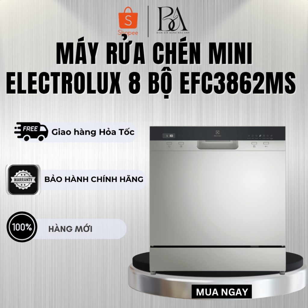 Máy Rửa Chén Mini Electrolux 8 bộ EFC3862MS - Bảo Hành 24 Tháng