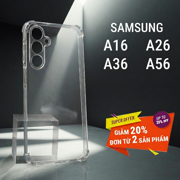 Ốp lưng Samsung A16, A26, A36, A56 5G Hekon trong suốt | Ốp điện thoại SS galaxy dẻo bảo vệ camera đ