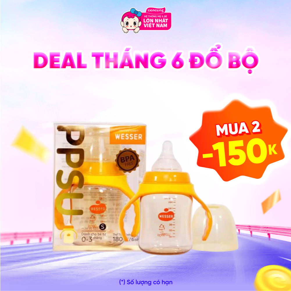 Bình sữa cổ rộng PPSU Wesser 180ml