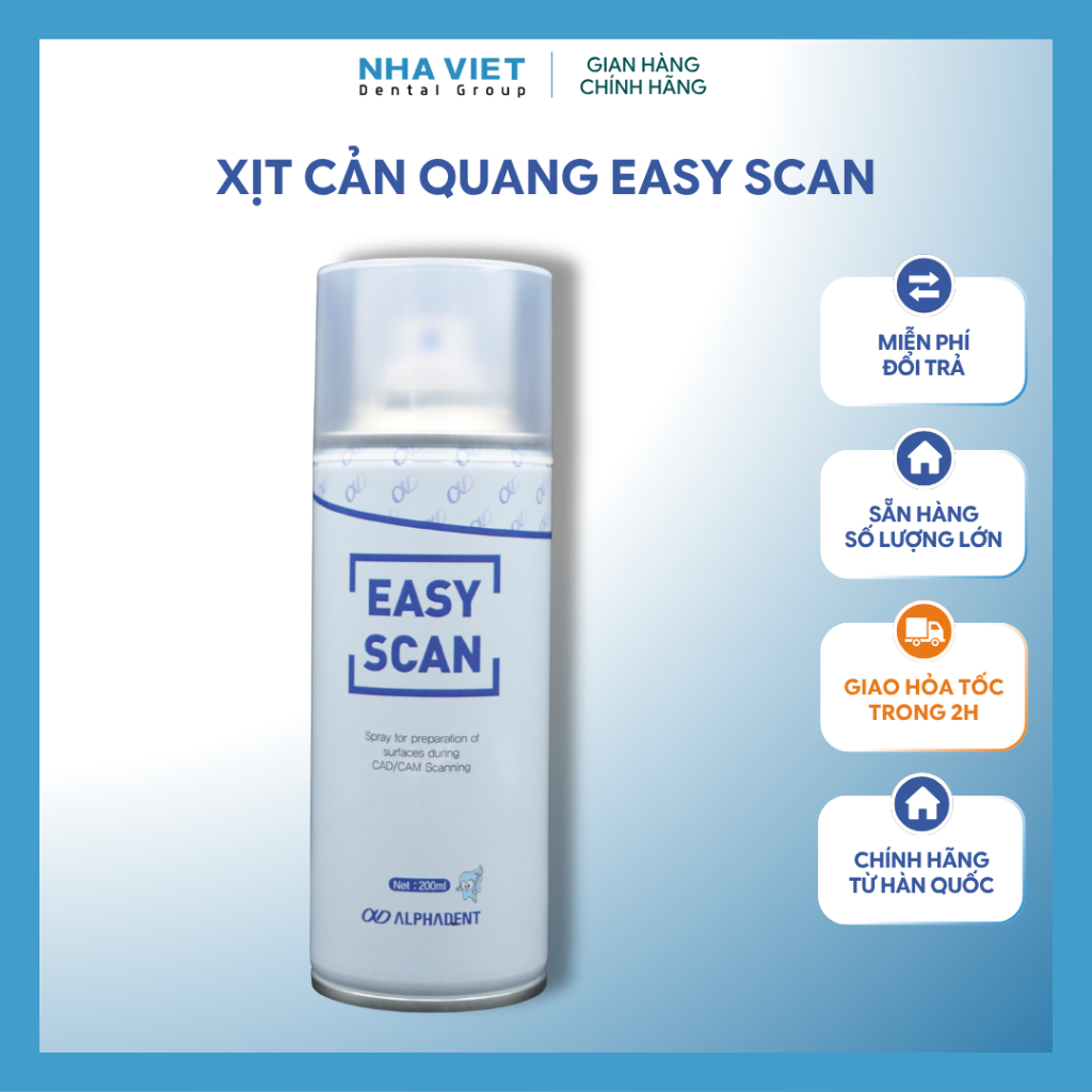 Xịt Cản Quang EASY SCAN Nha Khoa (Chai 200ml) - Bình Xịt Phủ Mờ Quét Kỹ Thuật Số CAD/CAM Cho Dental 