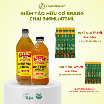 Giấm táo hữu cơ Bragg chai 946ML/473ML