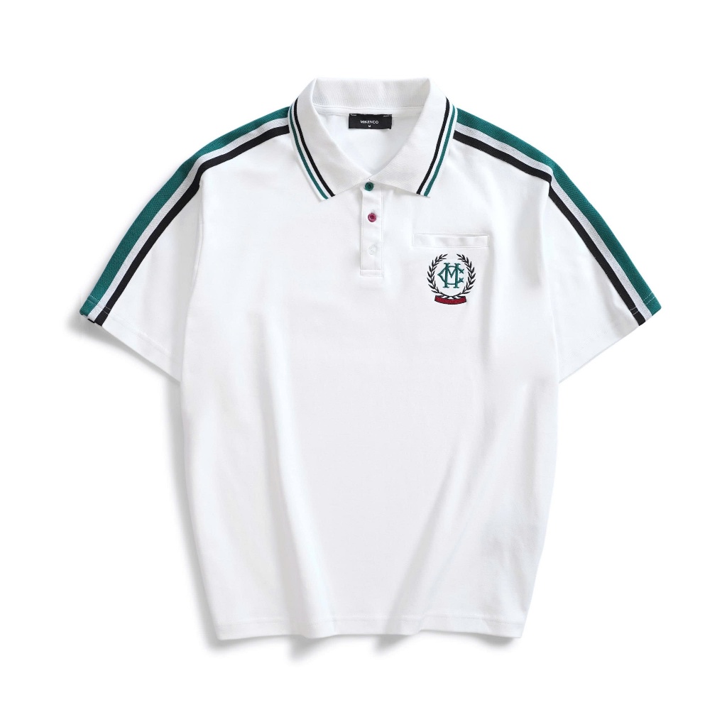 Áo phông có cổ unisex MIKENCO Daily Crest Polo White