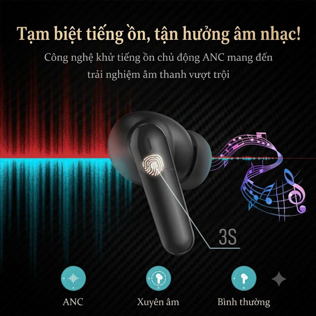 Tai Nghe Không Dây GengXin GX-T01 True Wireless Chống Ồn Chủ Động ANC Kết Nối Siêu Nhanh Earbuds Nhỏ