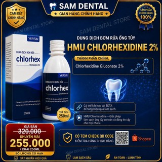 Nước bơm rửa ống tủy HMU Chlorhexidine 2% Đại học Y 250ml(Hạn sử dụng  2028)