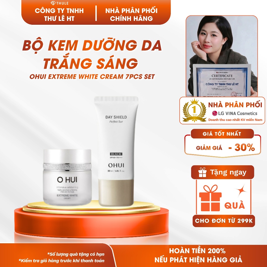 Bộ Dưỡng Trắng Da Toàn Diện Cao Cấp OHUI Extreme White Cream 7pcs Set Hộp Quà 7 Món Chính Hãng