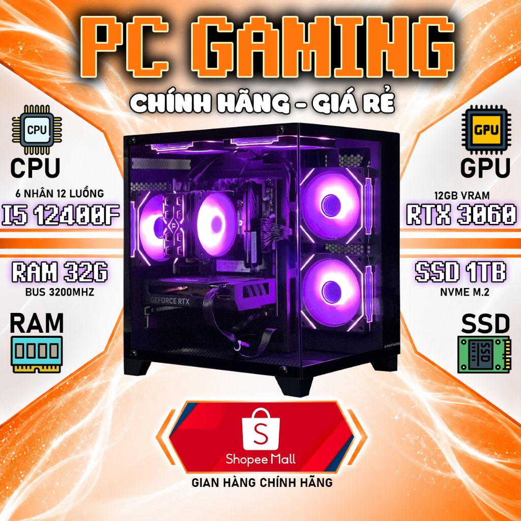 BỘ PC GAMING Màn 27inch 180hz / i5 13400f / RTX 4060 / Ram 32Gb / SSD 1Tb Case Chơi Game, Đồ Họa, Lậ