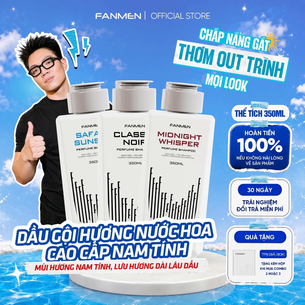 Dầu Gội Fanmen dầu gội nam hương nước hoa cao cấp làm sạch sâu nuôi dưỡng tóc chắc khỏe lưu hương dà