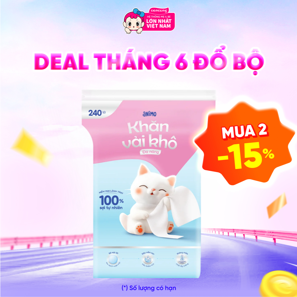 Khăn vải khô đa năng Animo - 240 tờ