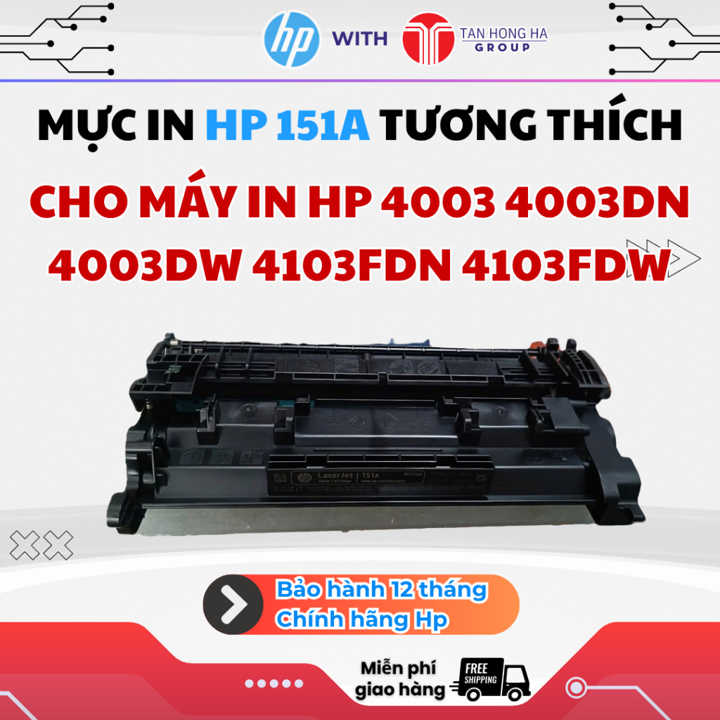 Hộp mực 151A W1510A dùng cho máy in HP 4003 4003DN 4003DW 4103FDN 4103FDW - Có lỗ đổ mực, thải mực