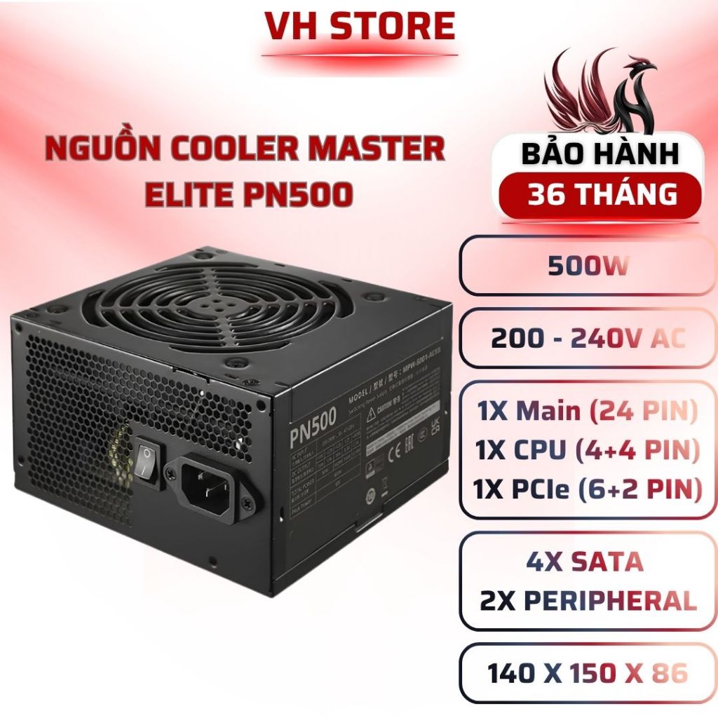 Nguồn Cooler Master Elite NEX PN500 500W - BẢO HÀNH 36 THÁNG - VHSTORE