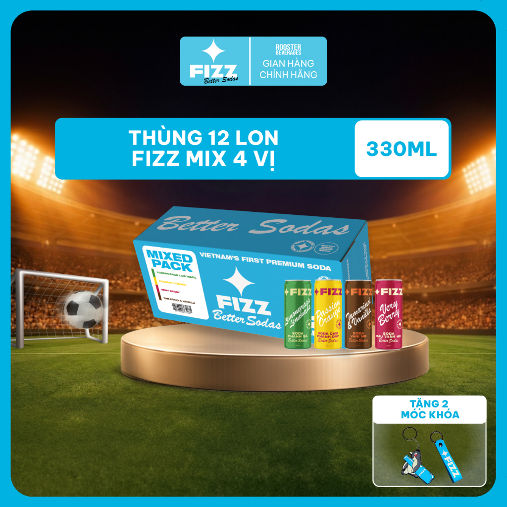 Fizz Soda Mix Nhiều Vị - Thùng 12 Lon 330ml