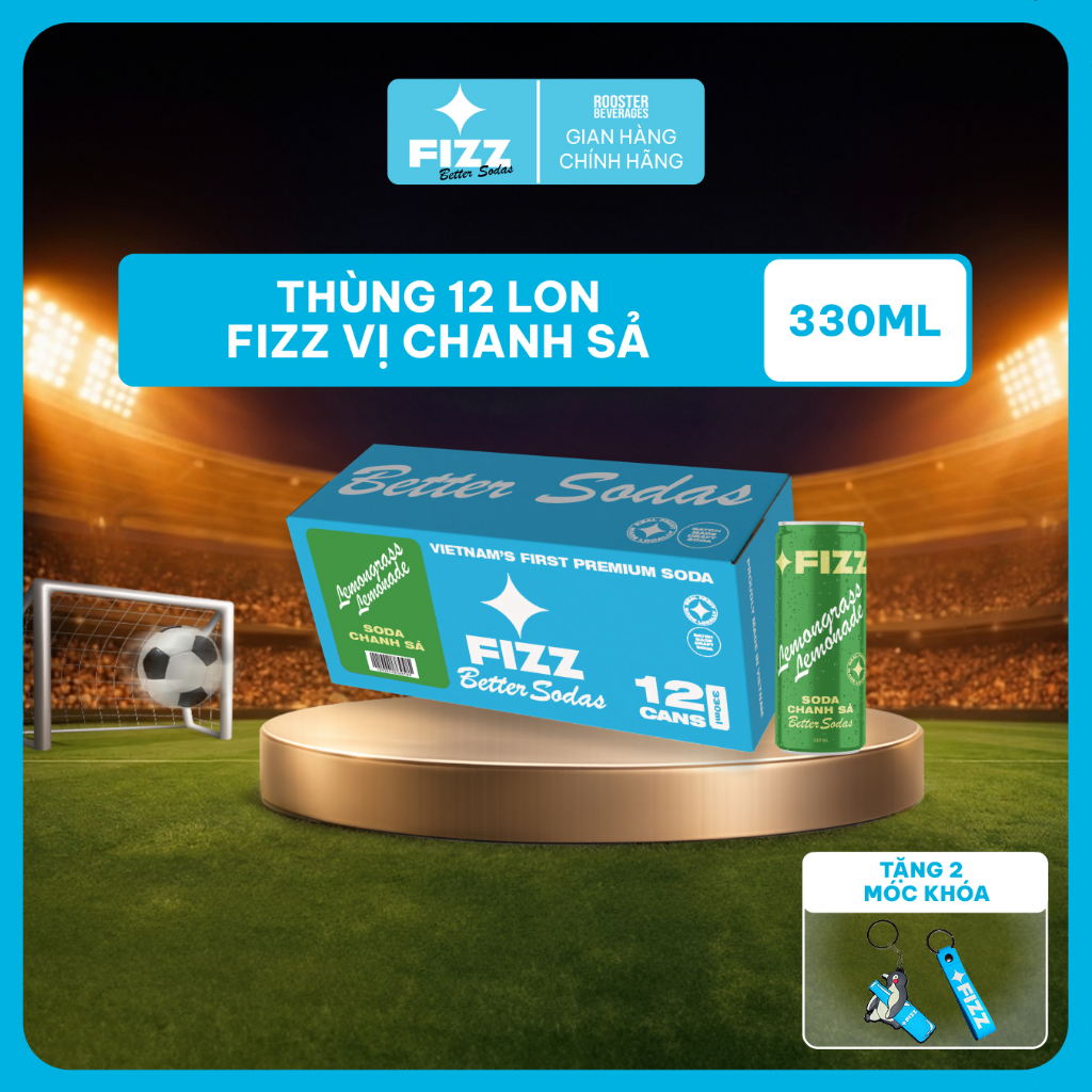 Fizz Soda Vị Chanh Sả - Thùng 12 Lon 330ml