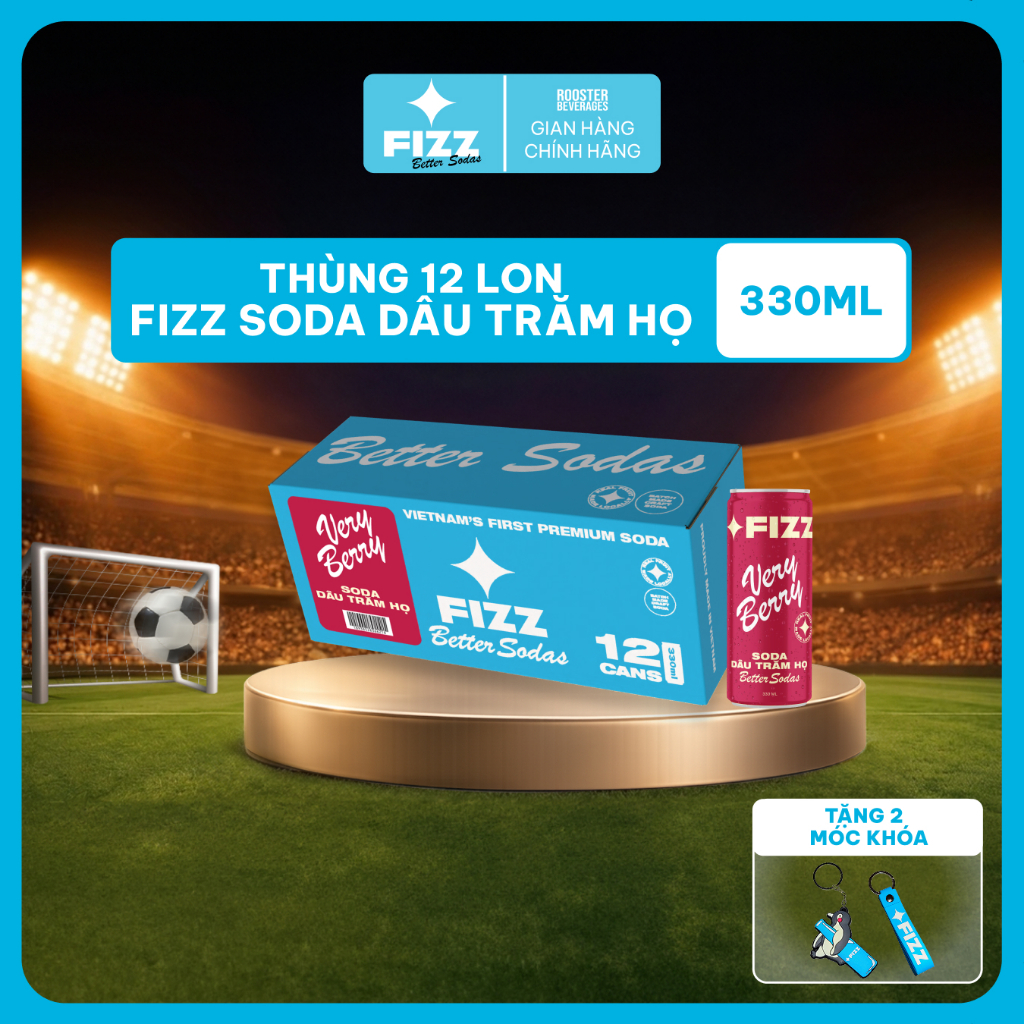 Fizz Soda Dâu Trăm Họ - Thùng 12 Lon 330ml