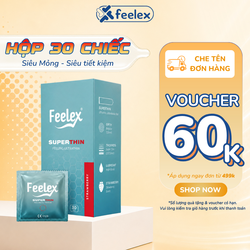 Bao cao su Feelex superthin siêu mỏng hộp 30 bcs