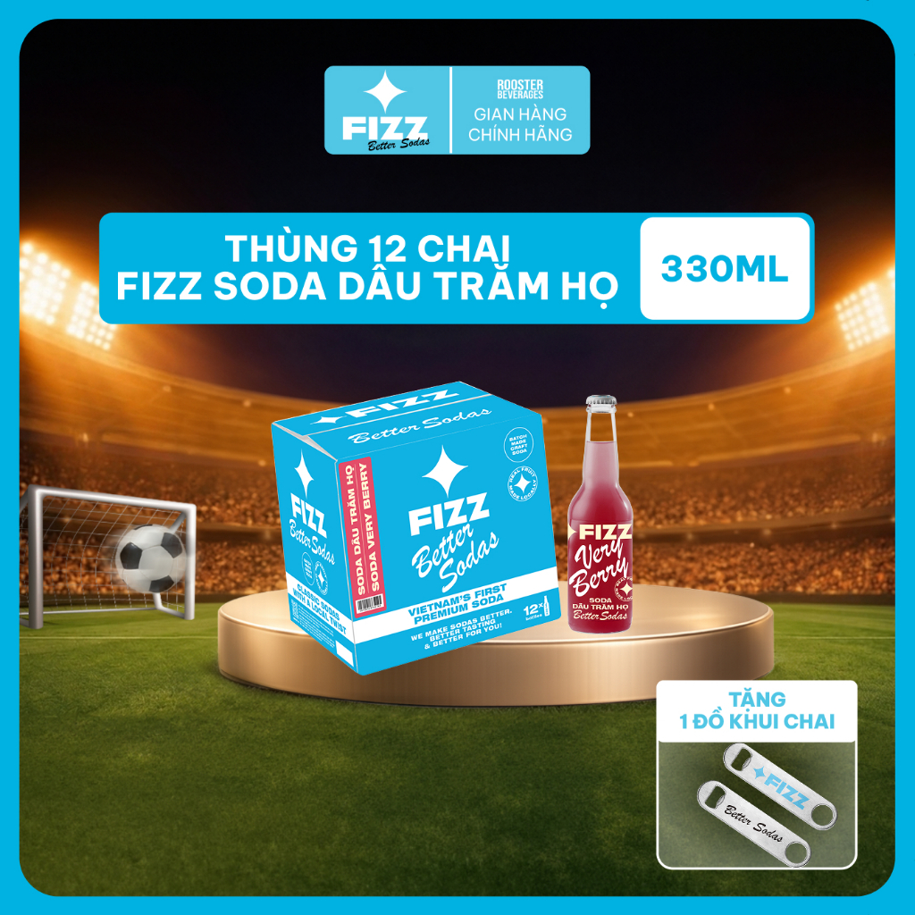 Fizz Soda Dâu Trăm Họ - Thùng 12 Chai 330ml