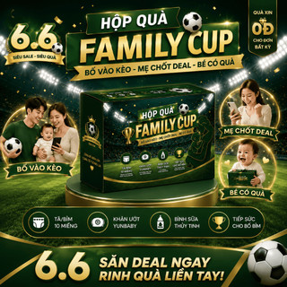 [QUÀ TẶNG ] Hộp Quà Family Cup YunBaby (10 miếng tã dán dùng thử size M +1 bình sữa thuỷ tinh +3 Khăn ướt )