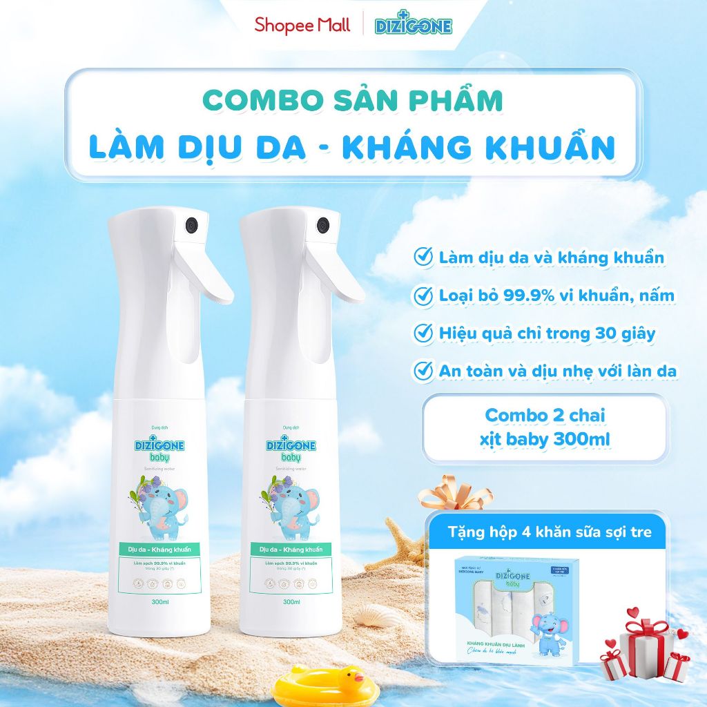 [COMBO] 02 Xịt kháng khuẩn DIZIGONE Baby 300ml