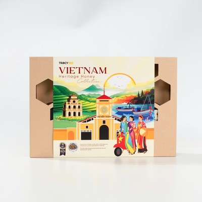Hộp Quà Cao Cấp Mật Ong Nguyên Chất Tracybee 3 Vị 95G - Chôm Chôm, Cà Phê, Lệ Chi